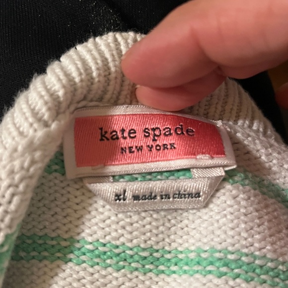 Kate Spade New York Striped Square Neck Crop Sweater Raglan Sleeve. Size XL - Picture 16 of 16
